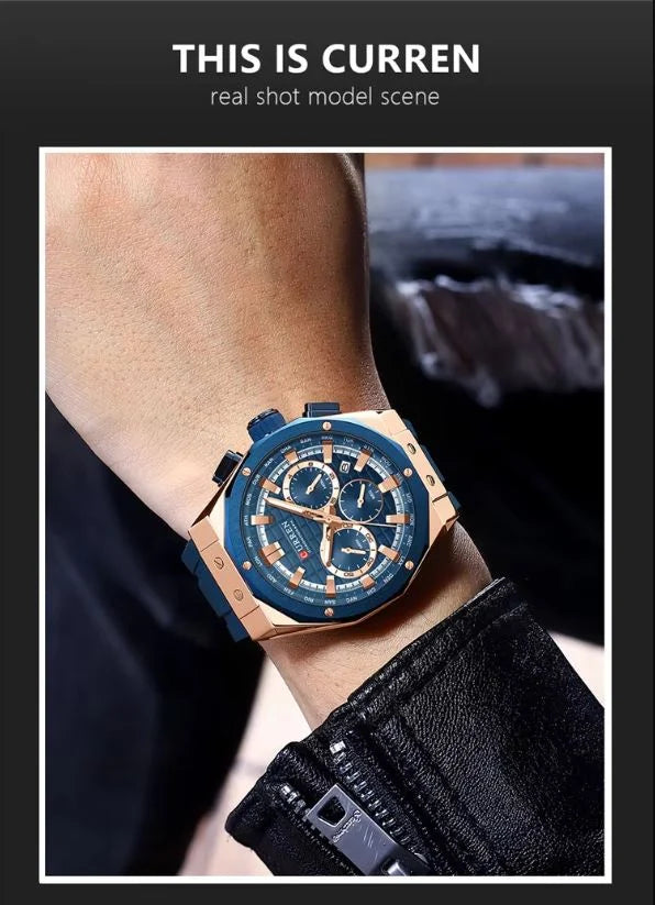 CURREN 8464 Sport Silicone Band Watches Men Brand Waterproof Chronograph Quartz Watch