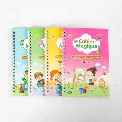Pack de 4 Cahiers Magiques Réutilisables - Apprentissage Ludique".