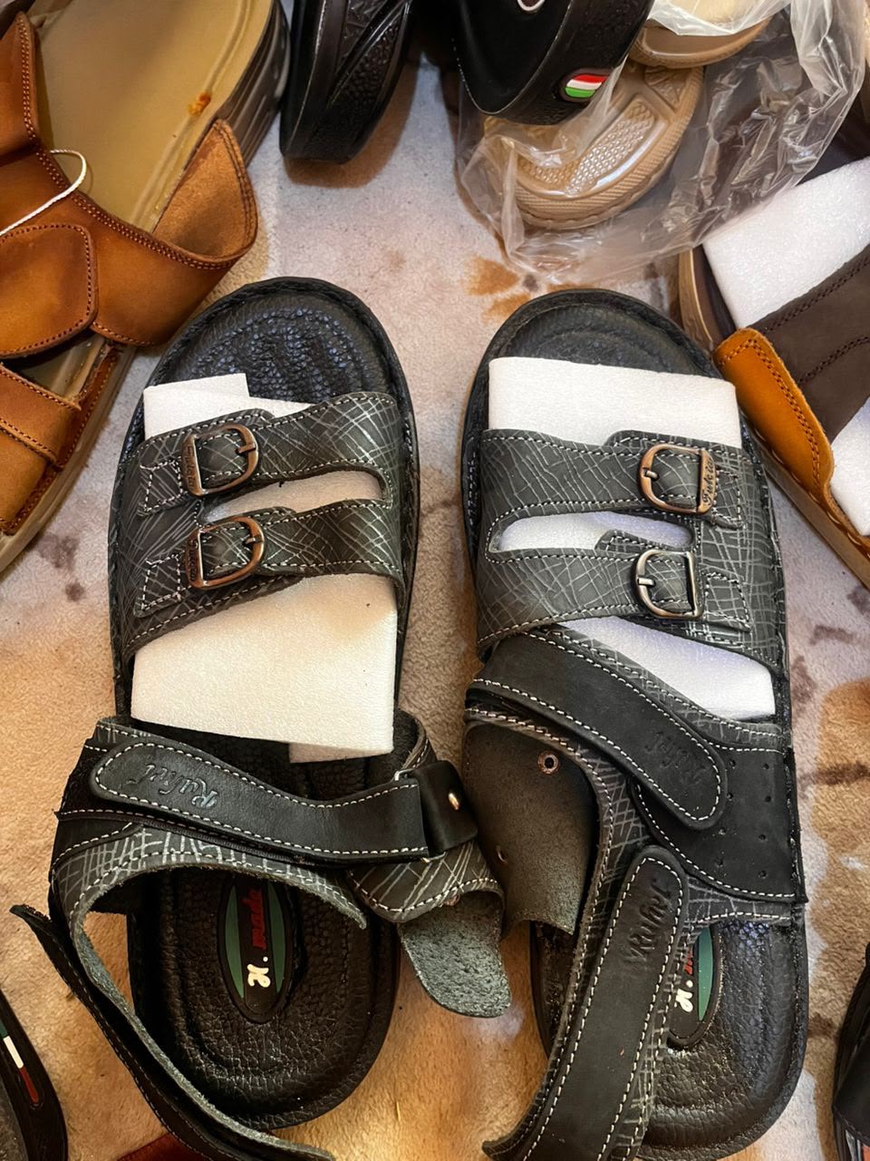 andales décontractées en cuir pour homme