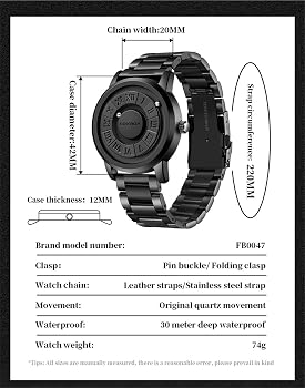 LIGE FB0047 Trend Concept New Personality Men's Watch Sport Creative Scrolling Pointer Magnetic Force Watch for Men Waterproof