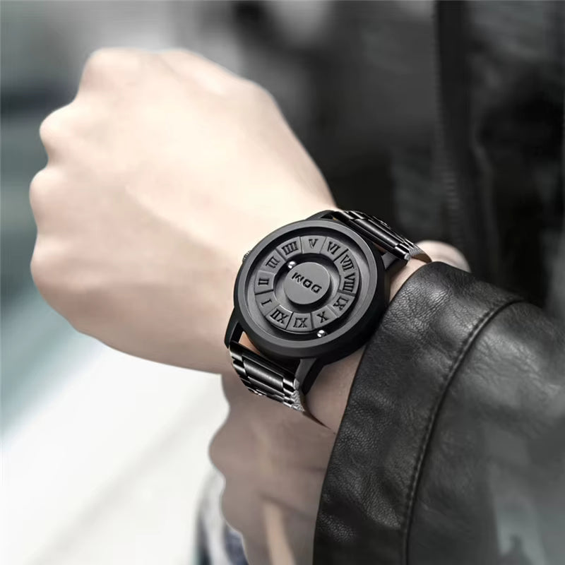 LIGE FB0047 Trend Concept New Personality Men's Watch Sport Creative Scrolling Pointer Magnetic Force Watch for Men Waterproof